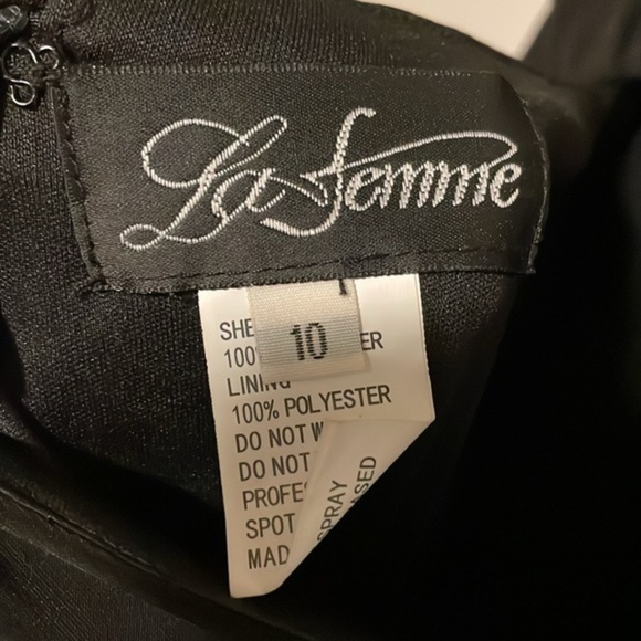 La‎ Femme Lace Up Back Mini Dress Women’s Size 10 Long Sleeve Off Shoulder Black - Picture 10 of 12